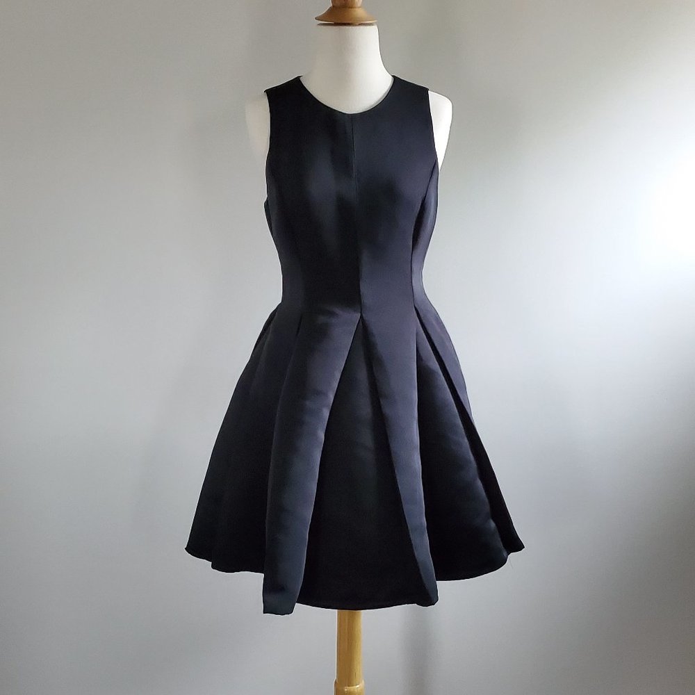 Halston Pleated Dress, Black